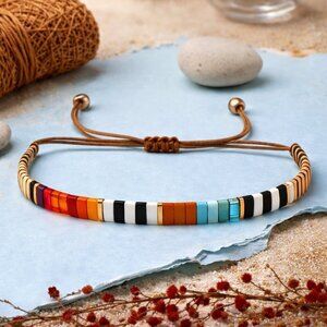 Handmade Tila Bead Bracelet | Boho Chic Adjustable Stacking Trendy Jewelry✨